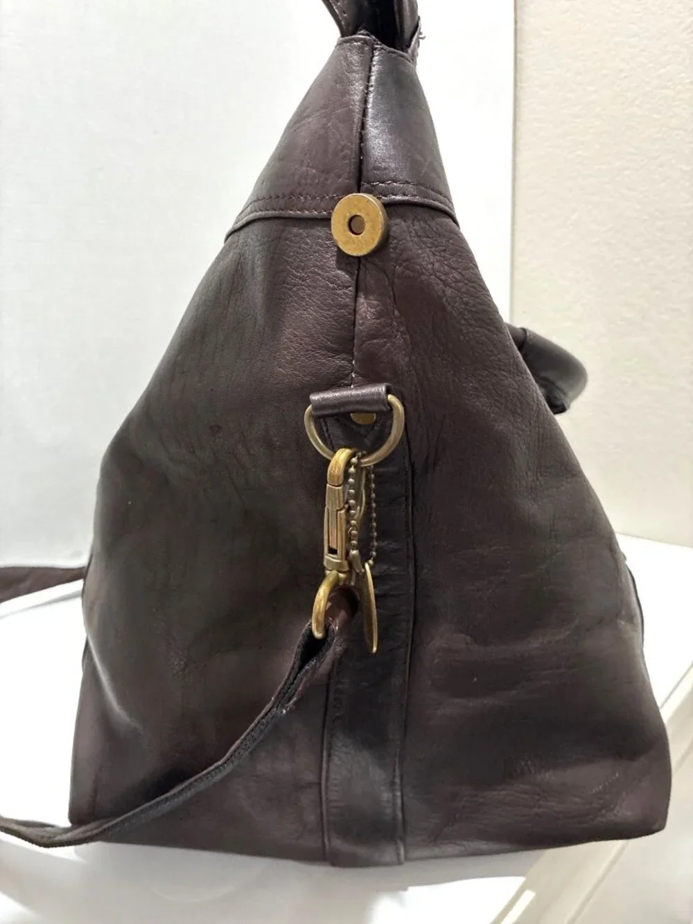 DAVID KING COLOMBIAN LEATHER 25' TOP ZIP WEEKENDER DUFFEL BAG CHOCOLATE